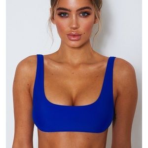 White Fox bright blue bikini top size M